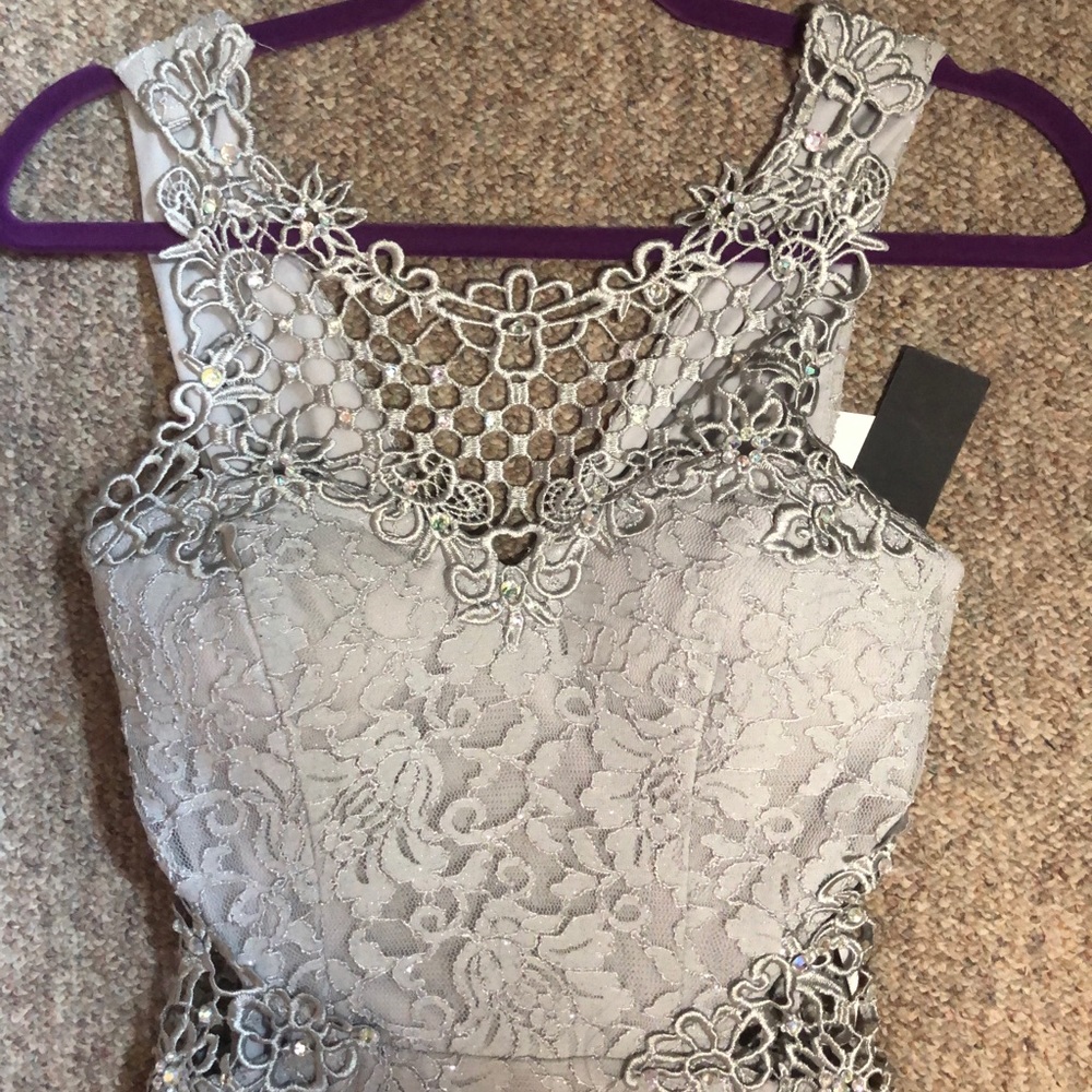 Silver long evening dress